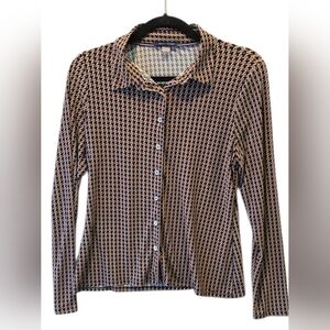 Tommy Hilfiger Black and White Houndstooth Button-Down Shirt